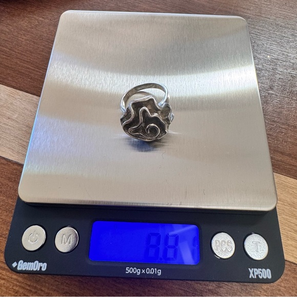 Sterling Silver 925 Swirl cocktail Ring Rosette Statement Sz 8.25 8.81 grams - Picture 6 of 7